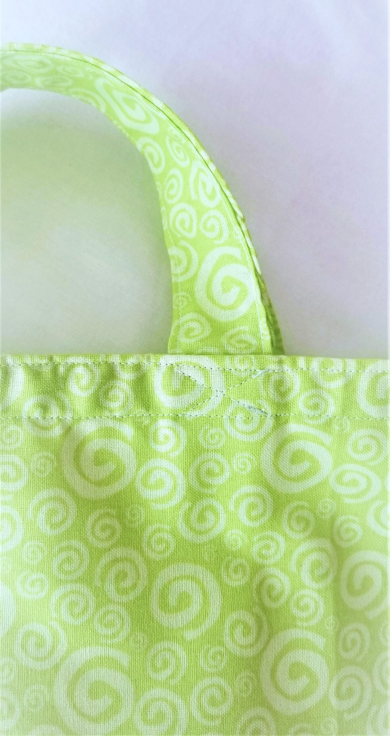 Mini Everyday Tote, Fabric Reusable Bag - Green Lime Swirl - Image 3