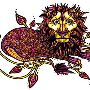 Colorful Zen Lion Print