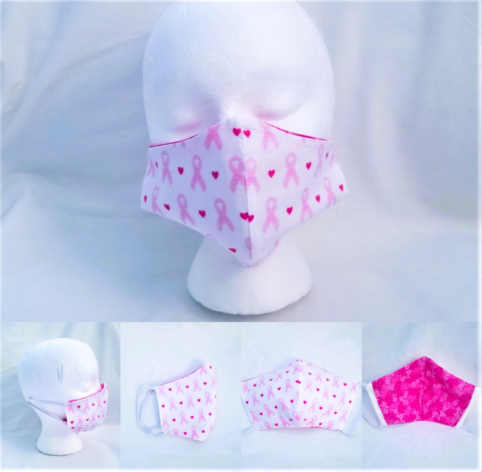 Mask, Reusable Face Mask with Elastic - Pink Ribbon (Breast Cancer) - Image 4
