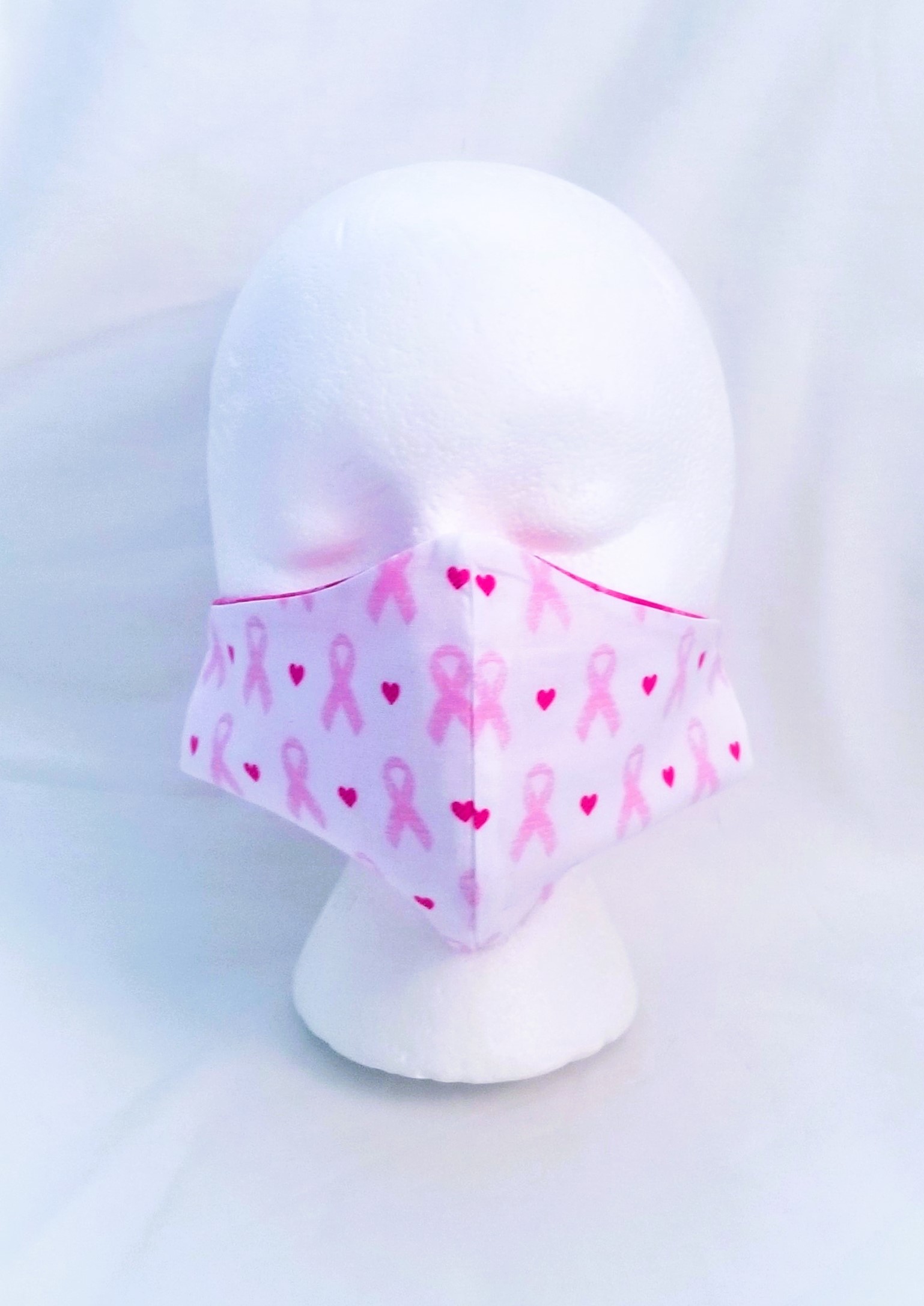 Mask, Reusable Face Mask with Elastic - Pink Ribbon (Breast Cancer)