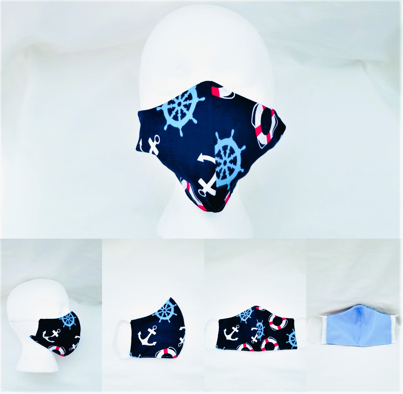 Mask, Reusable Face Mask with Elastic - Nautical - Image 3