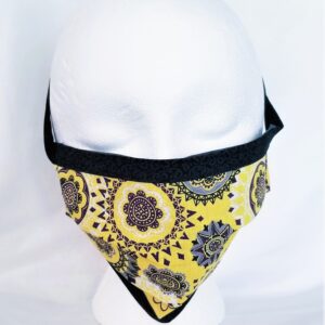 Mask, Reusable Face Mask with Ties - Yellow Bandana