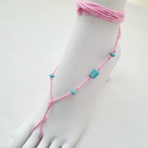 Barefoot Sandals, Decorative Foot Jewelry - Pink/Turquoise