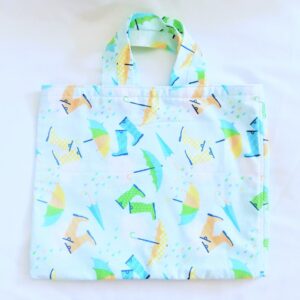 Mini Everyday Tote, Fabric Reusable Bag - Blue Rainy Day