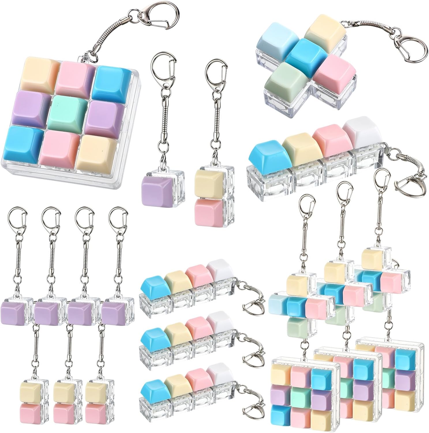 Keyboard Fidget Keychain Clicker Pastel Colors - Image 2