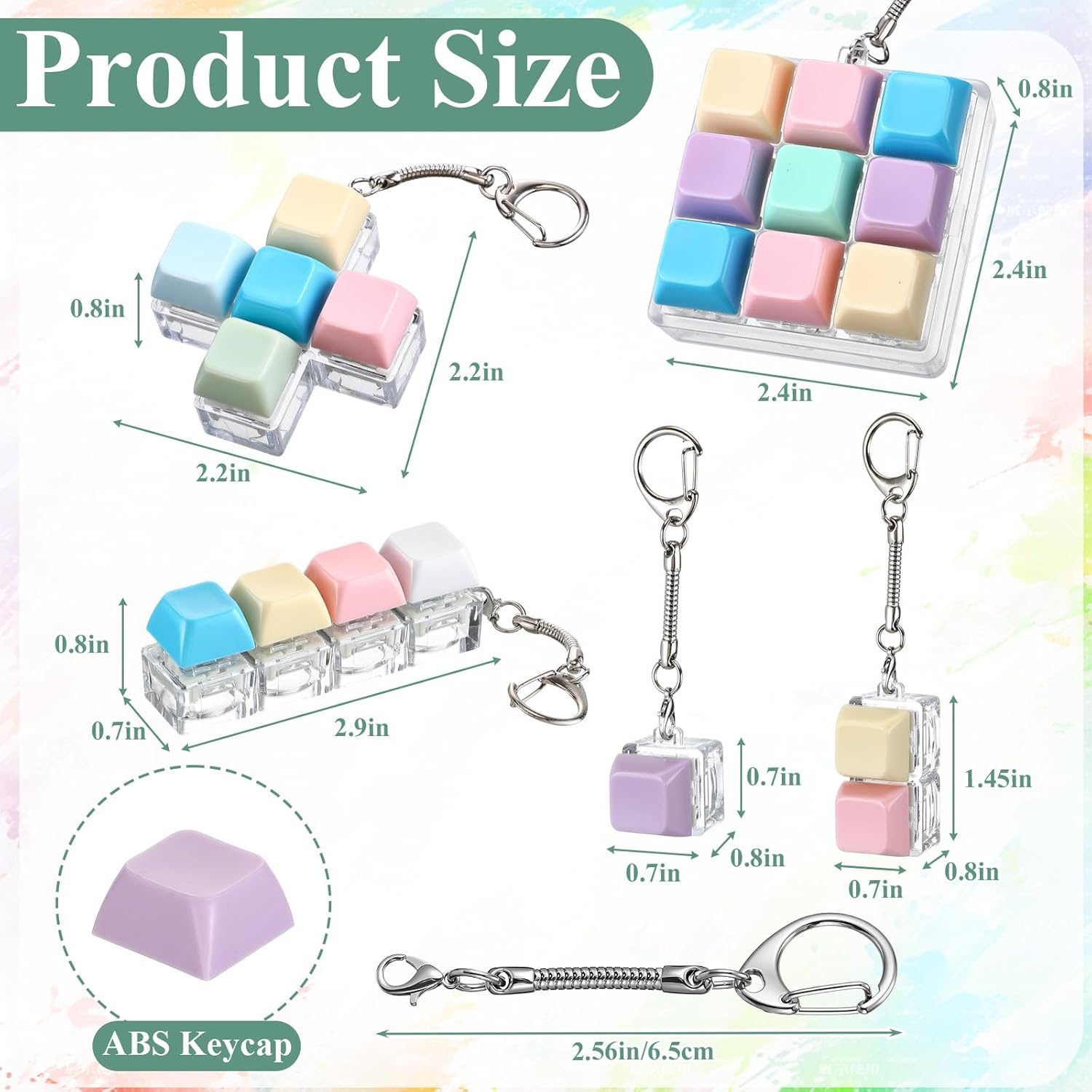 Keyboard Fidget Keychain Clicker Pastel Colors - Image 3
