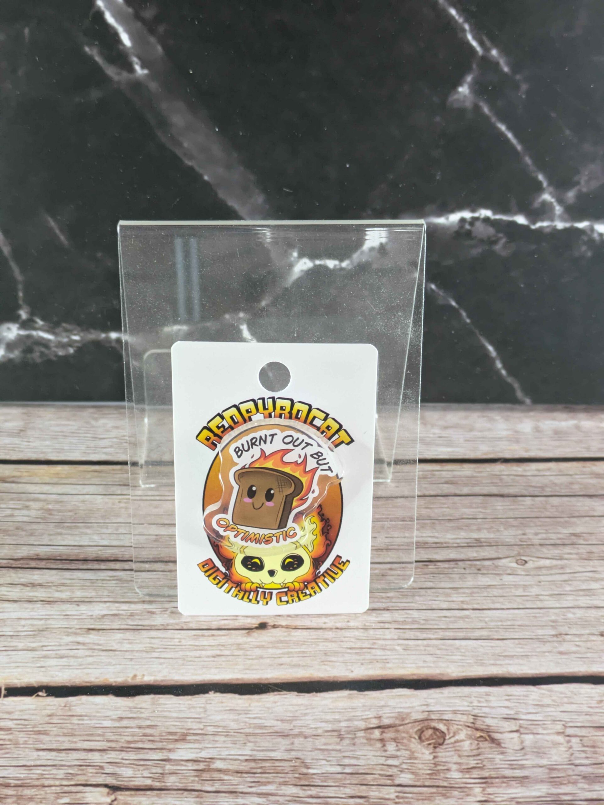 Burnt Out But Optimistic Acrylic Pin