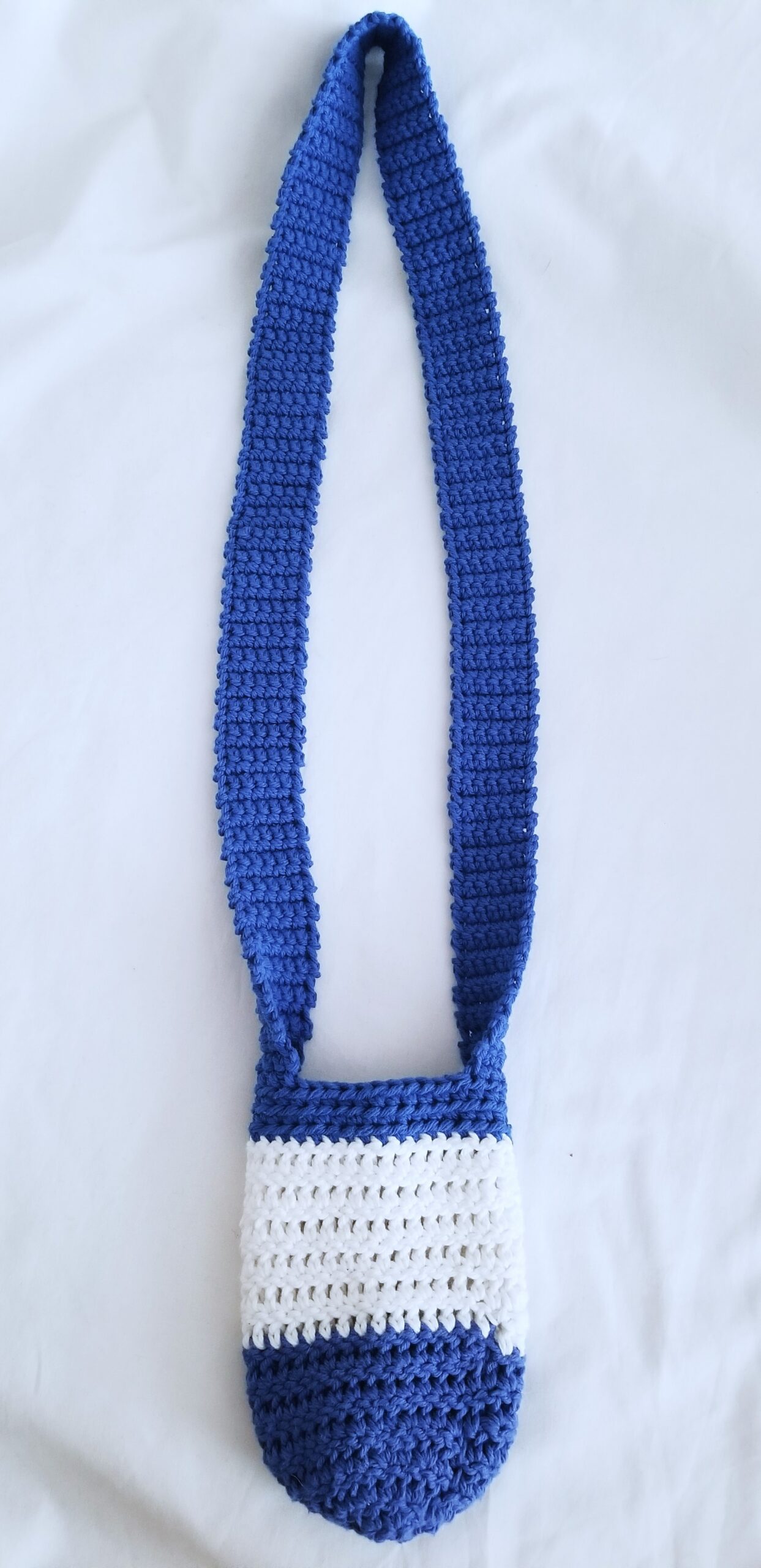 Water Bottle Holder with Strap - Blue/White - Image 5