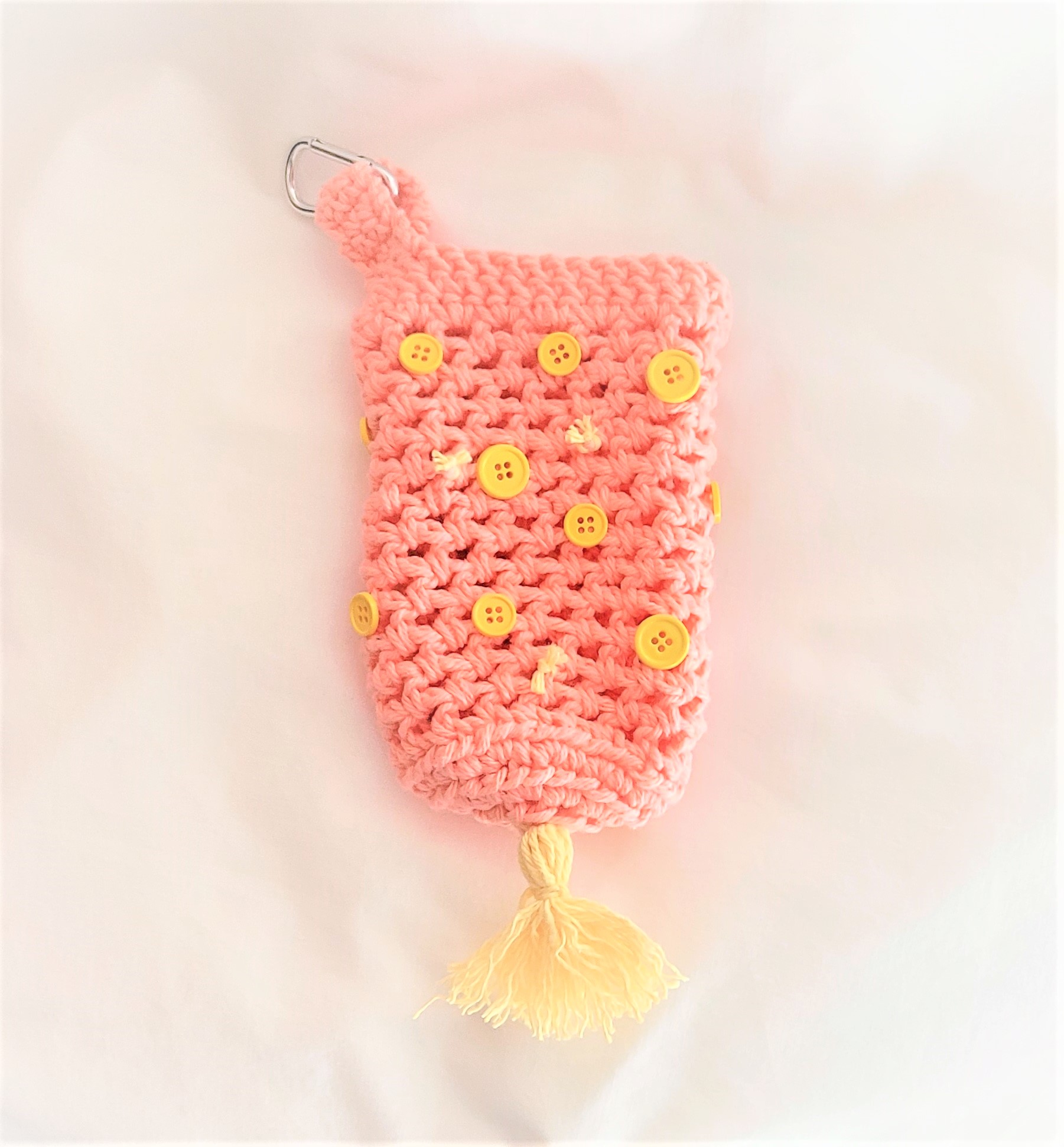 Water Bottle Holder with Carabiner Clip - Peach/Yellow - Image 4