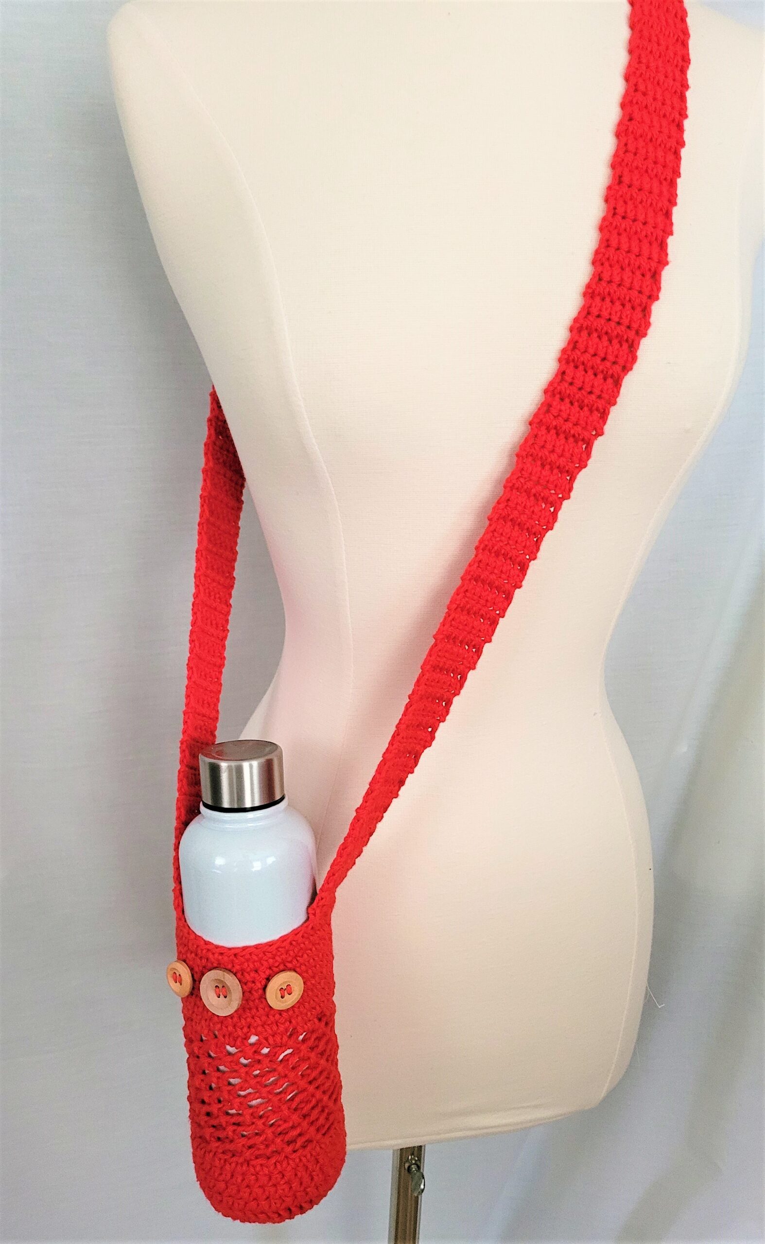 Water Bottle Holder with Strap - Red - Image 2