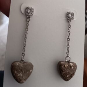 Dangling Hearts...Bronze twinkling with rhinestone posts