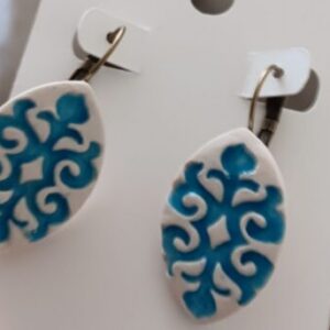 Faux Porcelain Polymer Clay Earrings on Leverback hooks