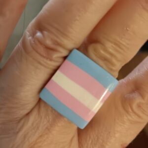 Trans Flag adjustable statement ring