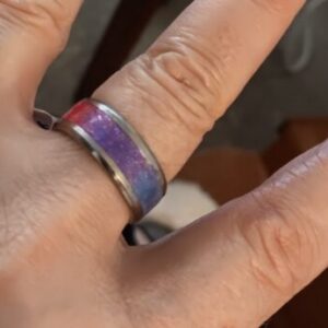 Rainbow wrap around Band inlaid in Stainless size 8