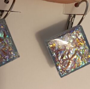 Faux Glass Resin Earrings on leverback wires
