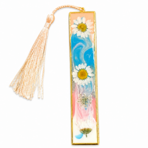 Floral Resin Bookmark Gold Framed for Book Lovers