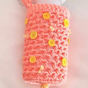 Water Bottle Holder with Carabiner Clip - Peach/Yellow
