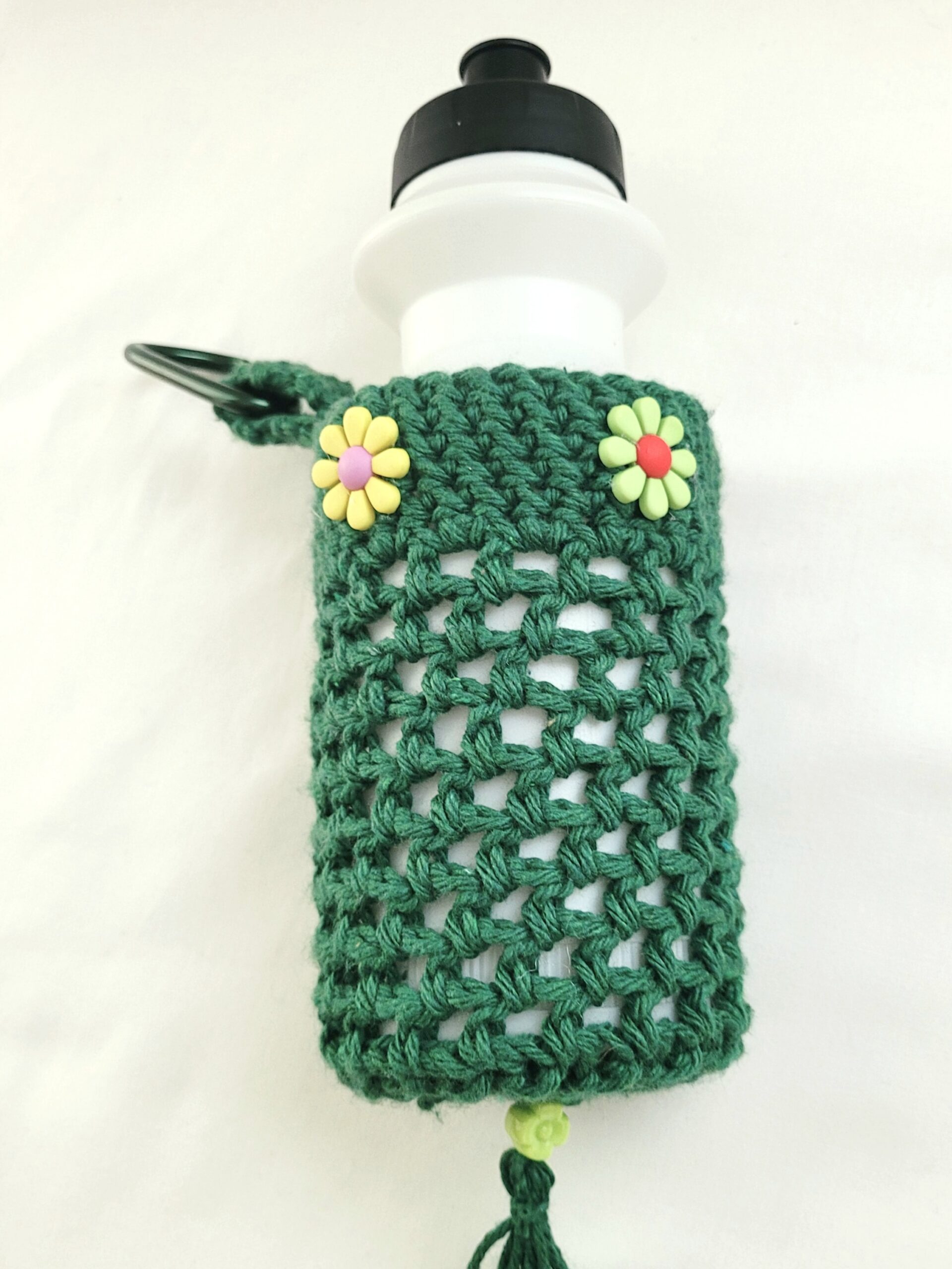 Water Bottle Holder with Carabiner Clip - Dark Green
