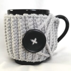 Coffee Cup Mug Sleeve – Crochet Reusable Cup Cozy - Light Grey