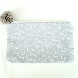 Fabric Zipper Pouch Bag - Grey Swirls