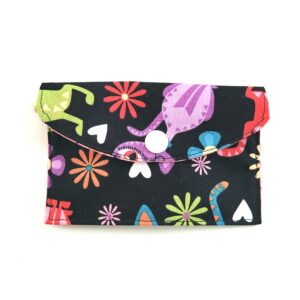 Mini Wallet, Gift Card Multi-Purpose Holder, Fabric - Pink Floral, Cats