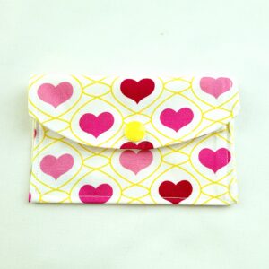 Mini Wallet, Gift Card Multi-Purpose Holder, Fabric - Yellow, Hearts