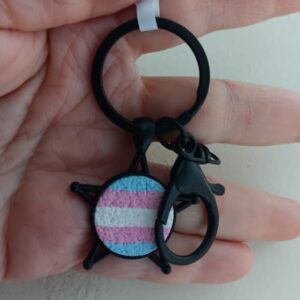 Trans Flag polymer clay Keychain