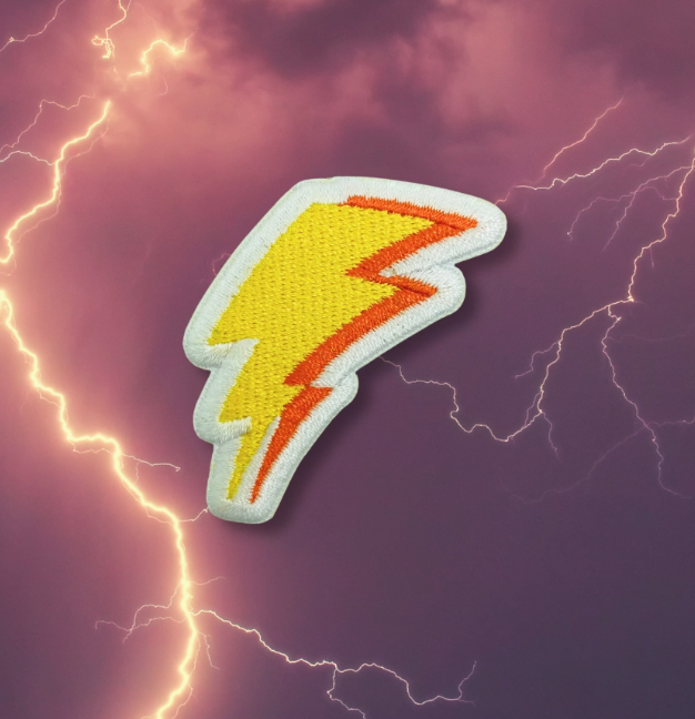 Lightning Bolt Embroidered Sticker Patch - Image 2
