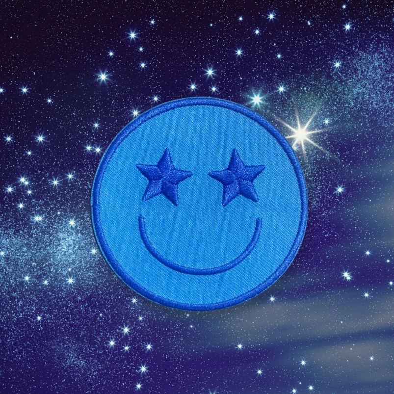 Star Eyes Smiley Face Embroidered Sticker Patch - Image 2